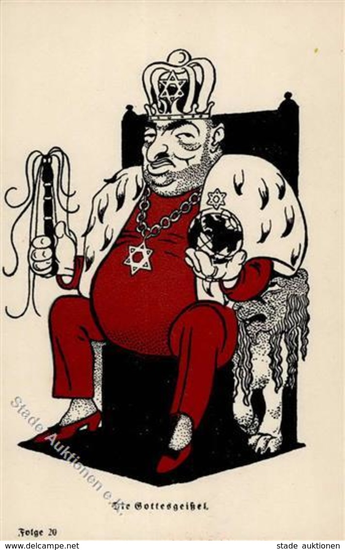 Judaika Die Gottesgeißel Künstler-Karte I-II Judaisme - Jewish