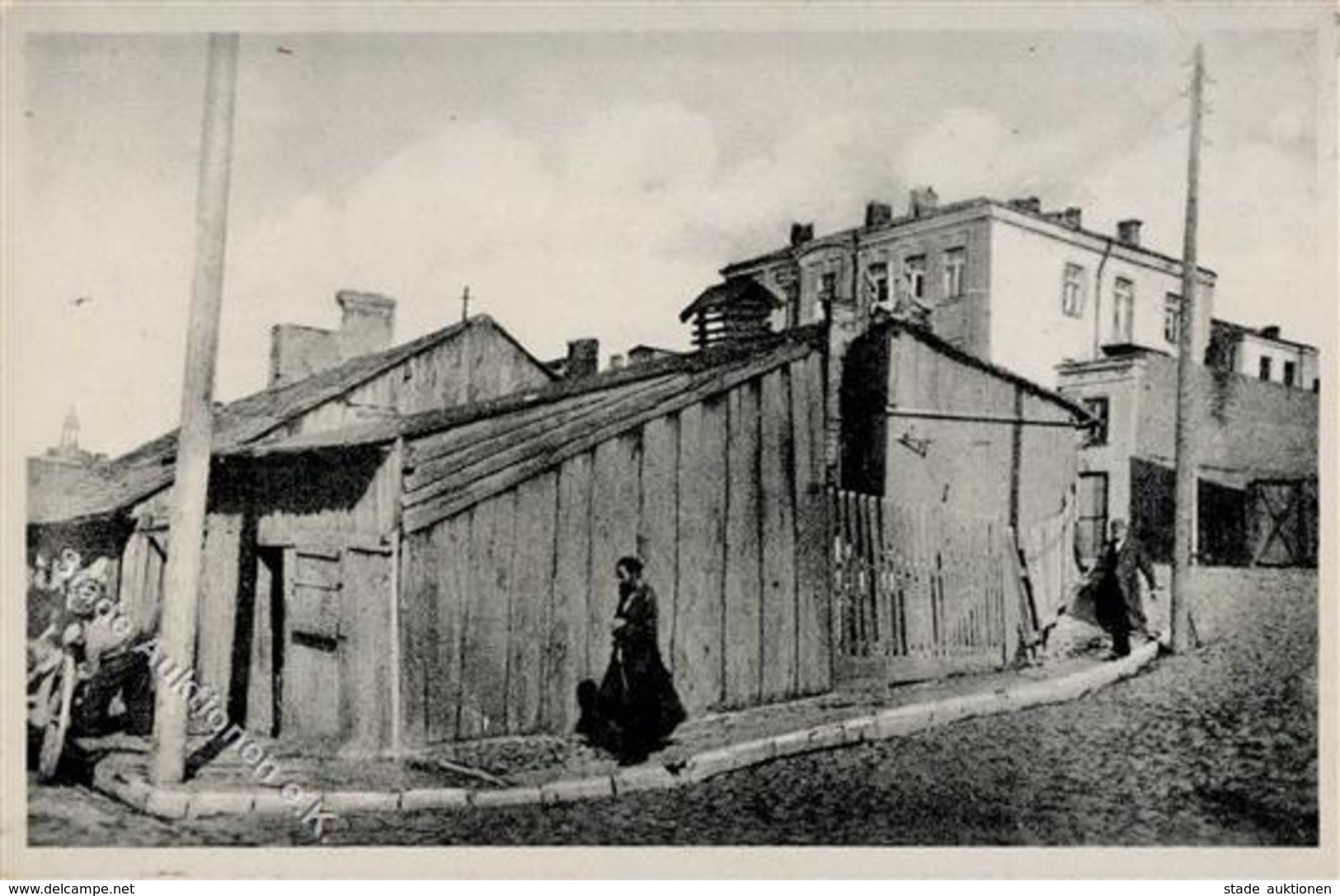 NS-JUDAIKA - Poststrasse In CHELM Mit Jude (hdschrftl.: Gettho Chelm 1940), Rücks. Eckklebestellen,Eckbug III - Jewish