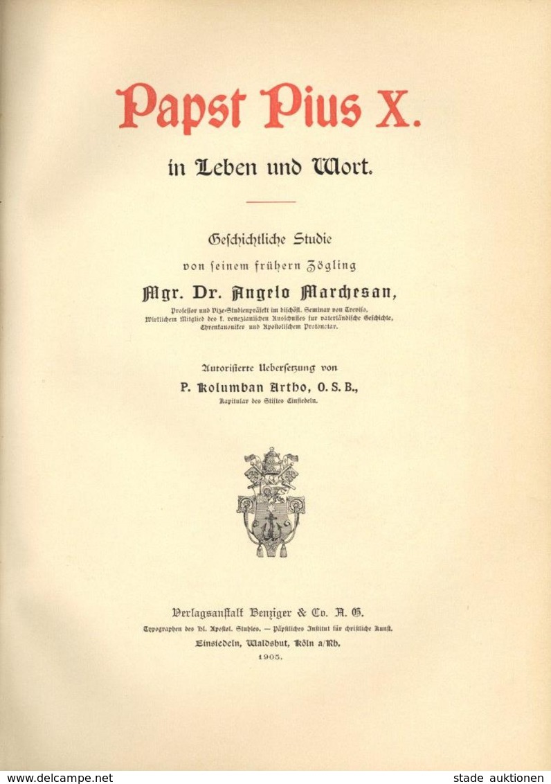Religion Buch Papst Pius X. In Leben Und Wort Marchesan, Angelo Mgr. Dr. 1905 Verlagsanstalt Benzinger & Co. 622 Seiten  - Popes