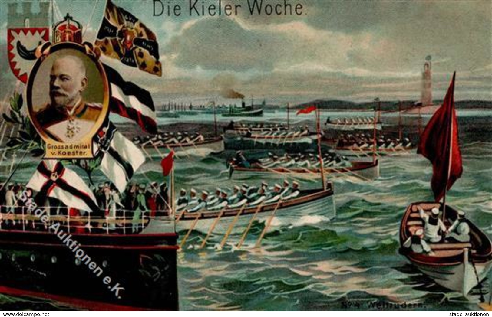 Marine Kieler Woche Wettrudern Großadmiral Von Köster  1908 I-II - Marines