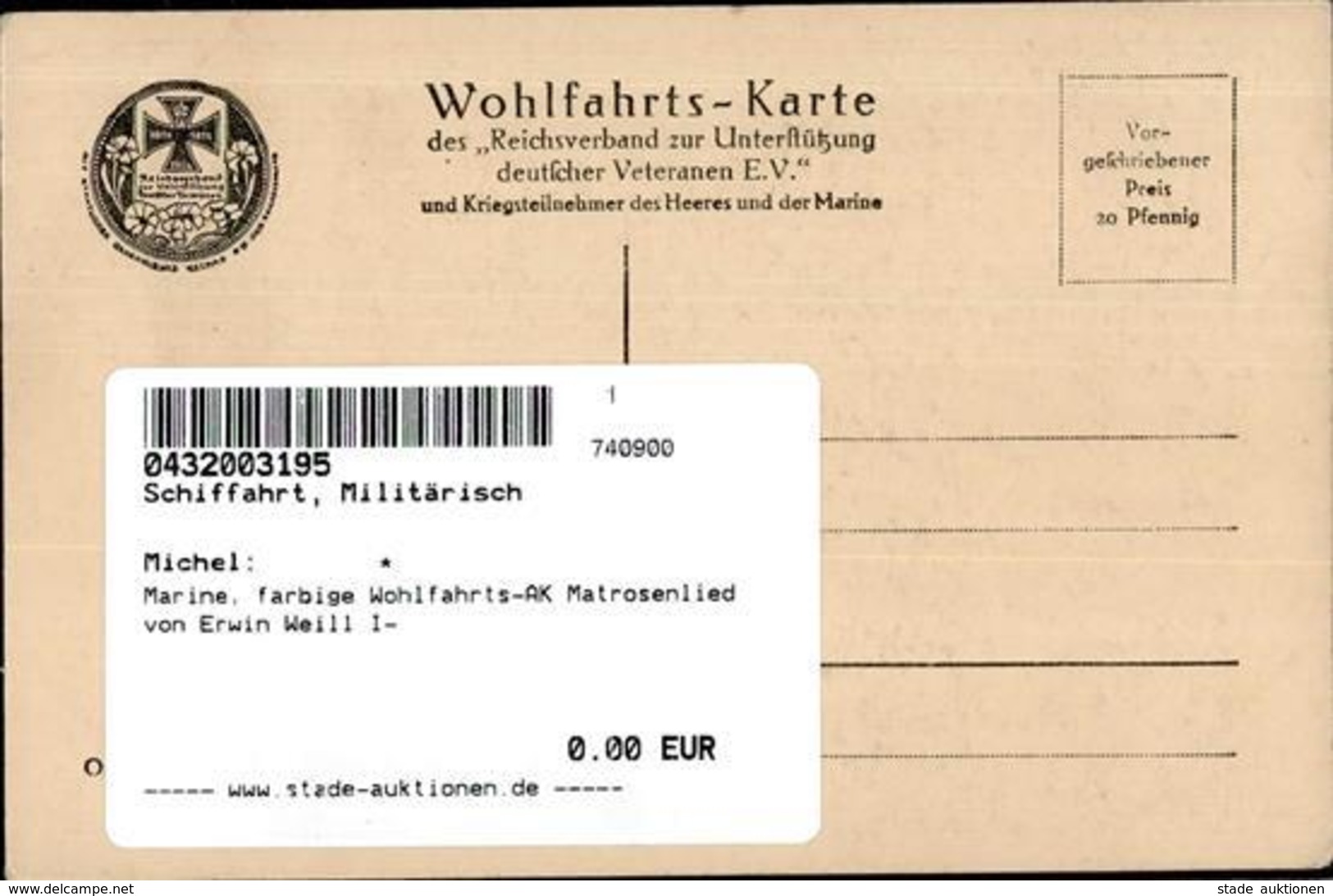 Marine, Farbige Wohlfahrts-AK Matrosenlied Von Erwin Weill I- - Marines