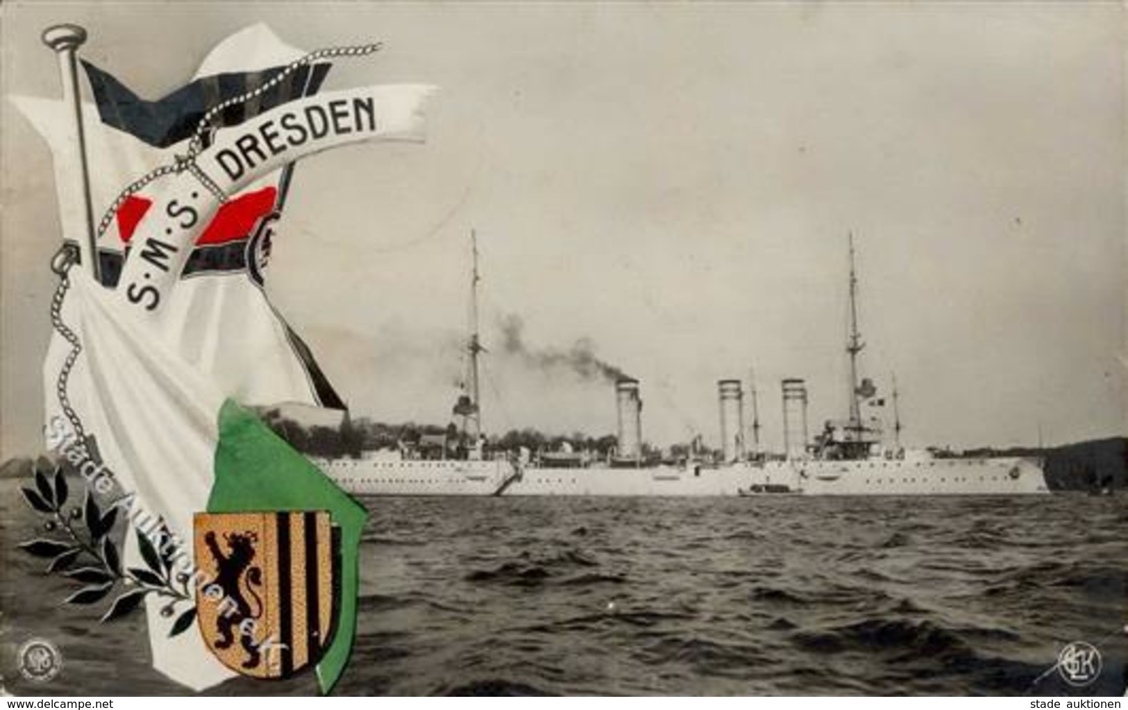 Marine WK I SMS Dresden  Foto AK 1914 I-II - Warships