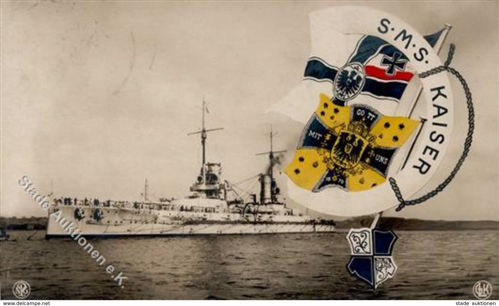 Marine WK I SMS Kaiser NPG  Foto AK 1916 I-II - Warships