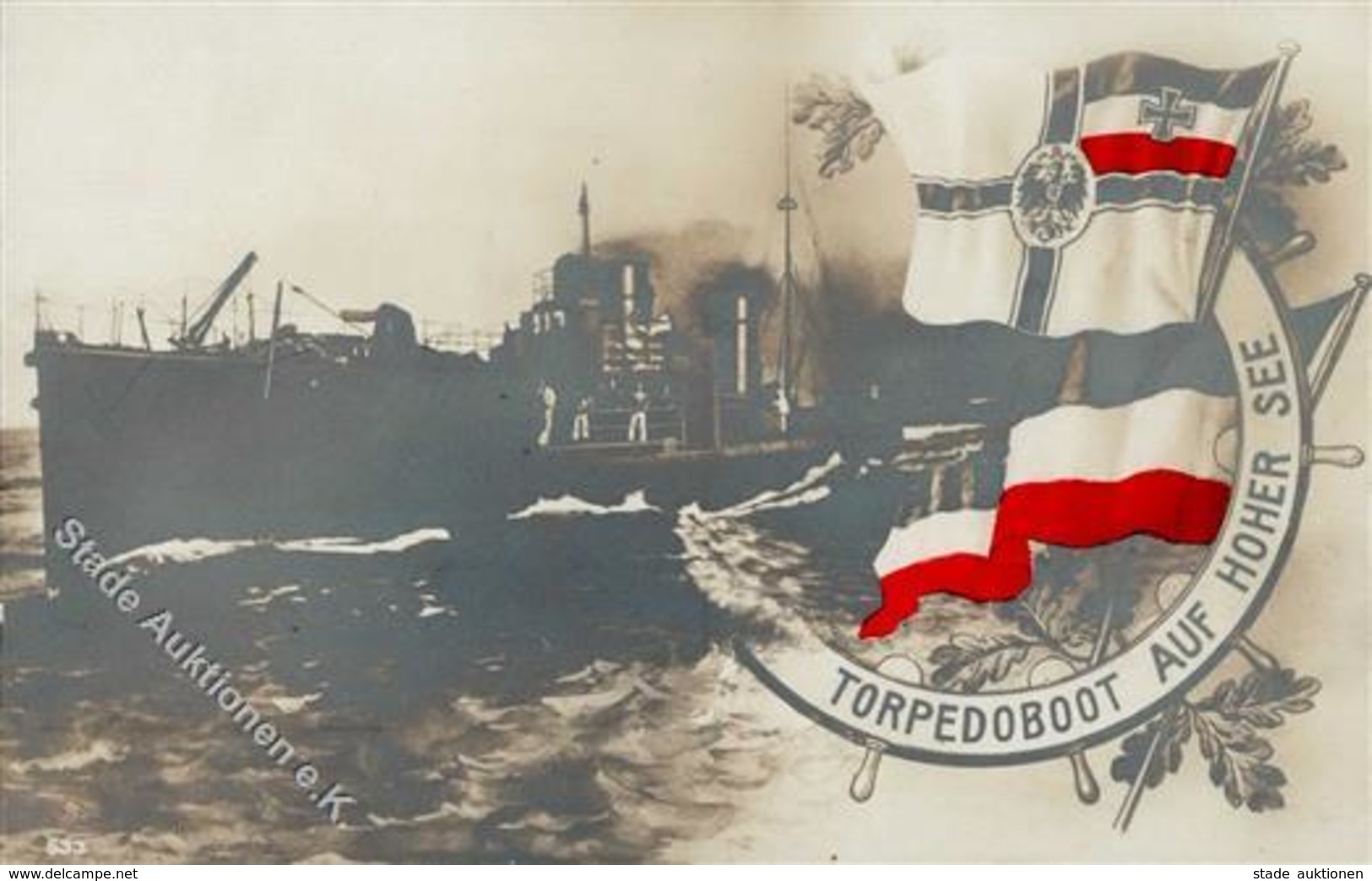 Marine WK I Torpedoboot Auf Hoher See  Schwarz-Weiß-Rot Foto AK I-II - Warships