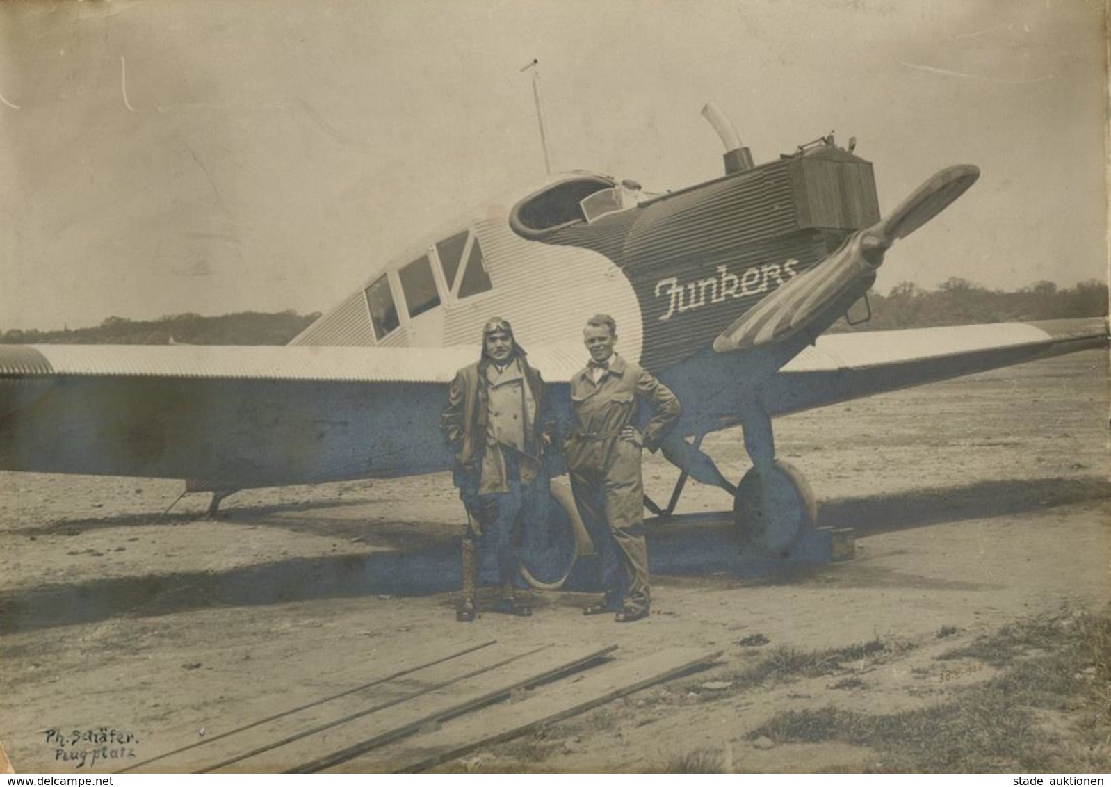 Flugzeug Junkers Julius Becker Mit Pilot Baur 1925 Foto Auf Karton 28 X 19,5 Cm I-II Aviation - 1939-1945: 2. Weltkrieg