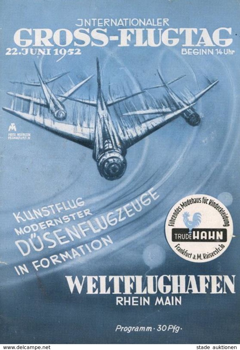 FRANKFURT/Main - INT. GROSSFLUGTAG RHEIN-MAIN 1952 - 30seitiges, Bebildertes Programmheft I-II - Aviateurs