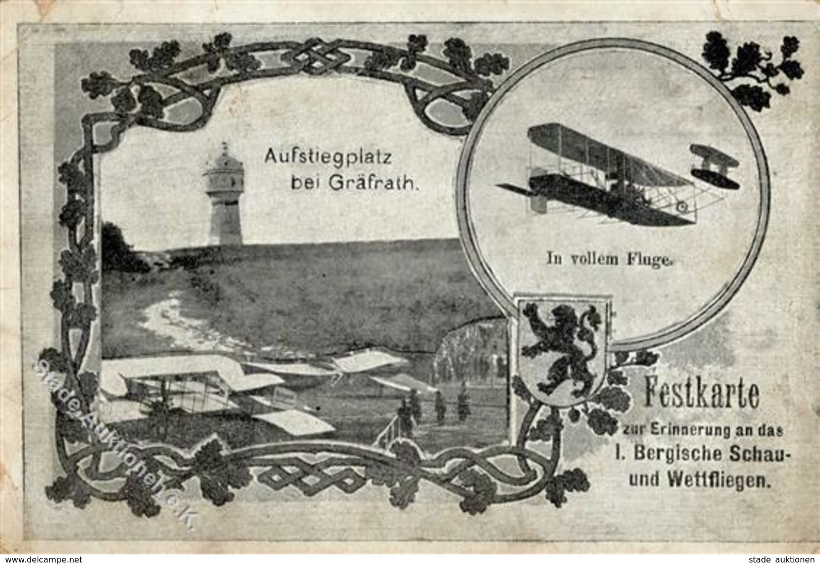 GRÄFRATH - Festkarte Erinnerung An Das I.BERGISCHE SCHAU- Und WETTFLIEGEN 1911 (o Vohwinkel 28.9.11), Sehr Selten !!! Ec - Airmen, Fliers