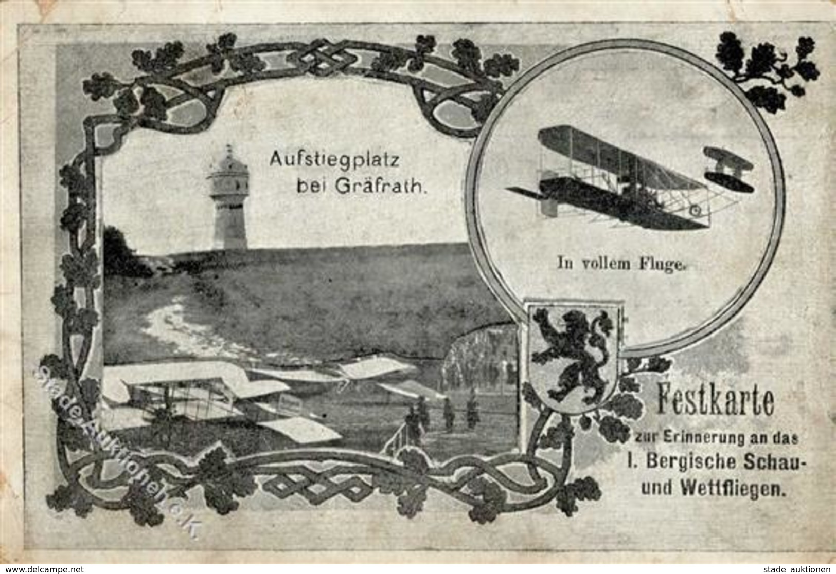 GRÄFRATH - Festkarte Erinnerung An Das I.BERGISCHE SCHAU- Und WETTFLIEGEN 1911 (o Vohwinkel 28.9.11), Sehr Selten !!! Ec - Aviateurs