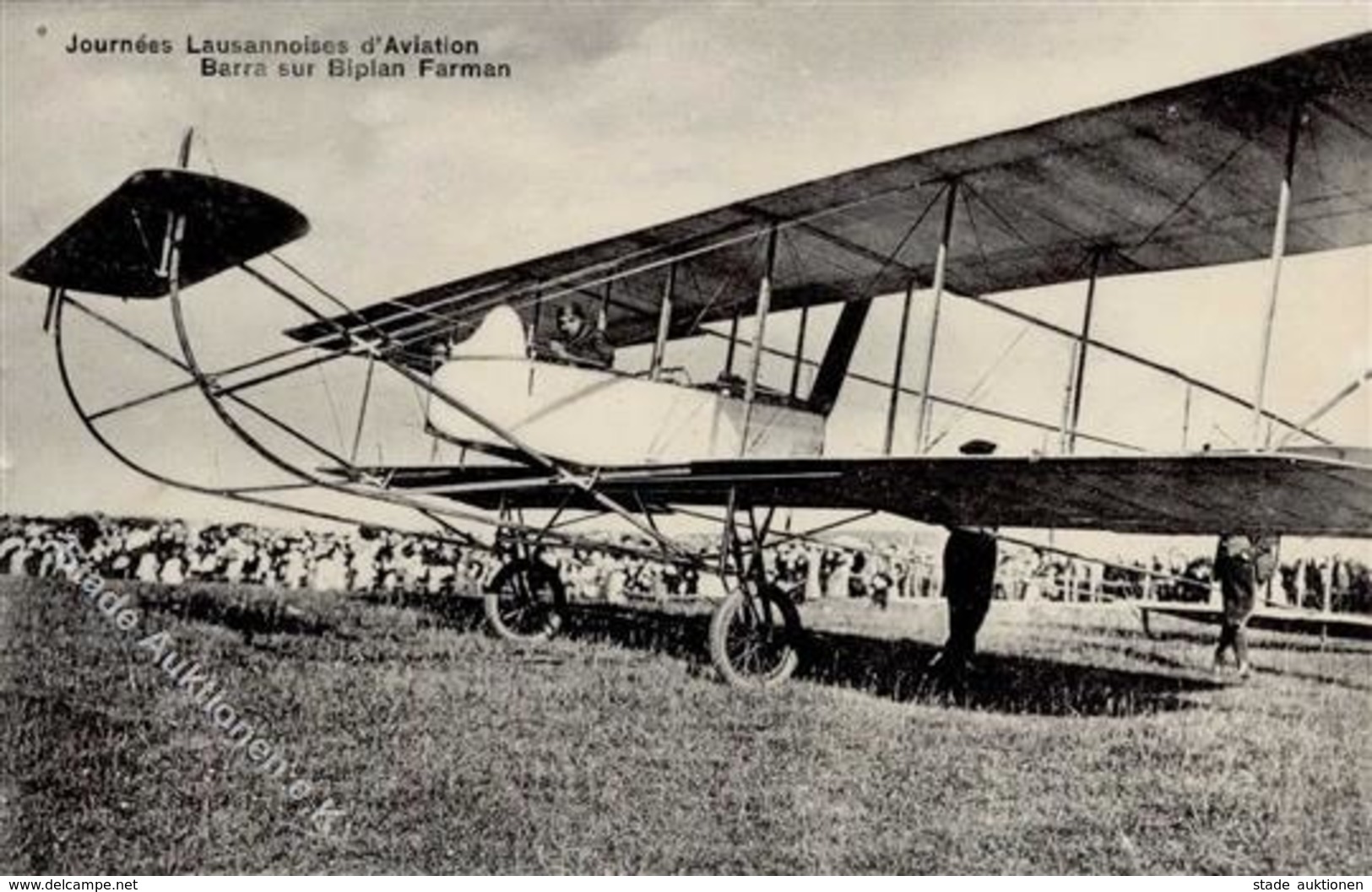 Flugtag Lausanne (1000) Schweiz Barra Sur Biplan Farman Foto AK 1911 I-II - Airmen, Fliers