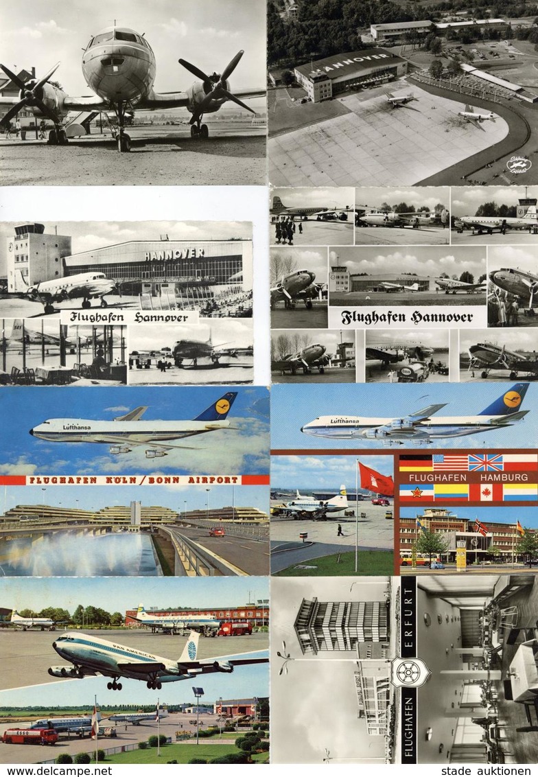 Flugzeug Flughäfen Partie Mit Circa 100 Ansichtskarten U. Einigen Fotos I-II Aviation - Aviateurs