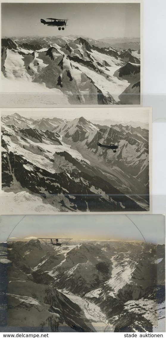 Flugzeug Schweiz Lot Mit 10 Fotos Div. Formate Fliegeraufnahmen Schweizer Alpen I-II Aviation - Aviateurs