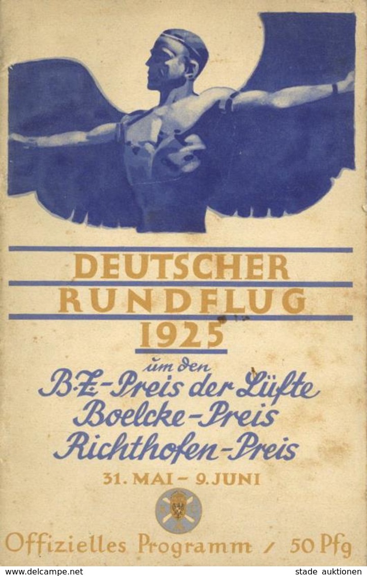 Flugereignis Buch Programmheft Deutscher Rundflug 1925 Titelbild Hohlwein 79 Seiten Einige Abbildungen II (fleckig) Avia - Aviateurs