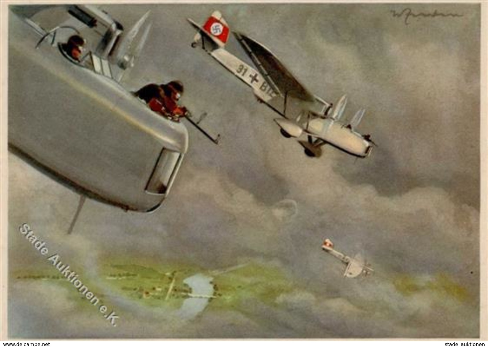 Flugwesen WK II  Künstlerkarte I-II Aviation - 1939-1945: 2nd War
