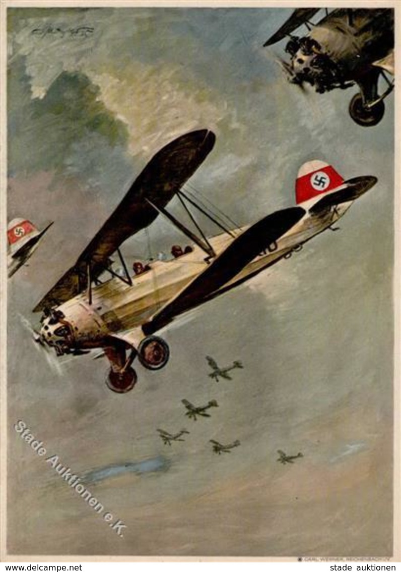Flugwesen WK II Deutscher Luftsport Verband Künstlerkarte I-II Aviation - 1939-1945: 2nd War