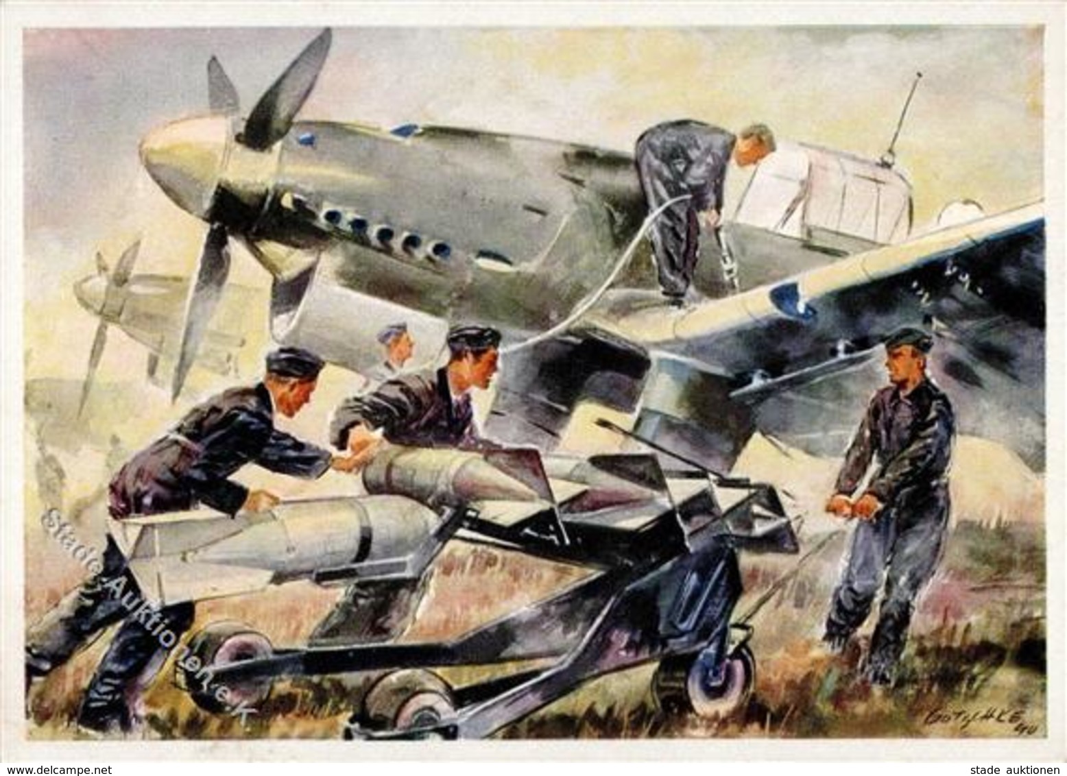 Flugwesen WK II Sign. Gotschke Künstlerkarte I-II Aviation - 1939-1945: 2nd War