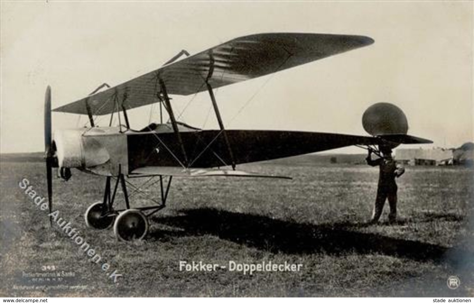 Sanke, Flugzeug Nr. 343 Fokker Doppeldecker Foto AK I-II Aviation - 1914-1918: 1st War