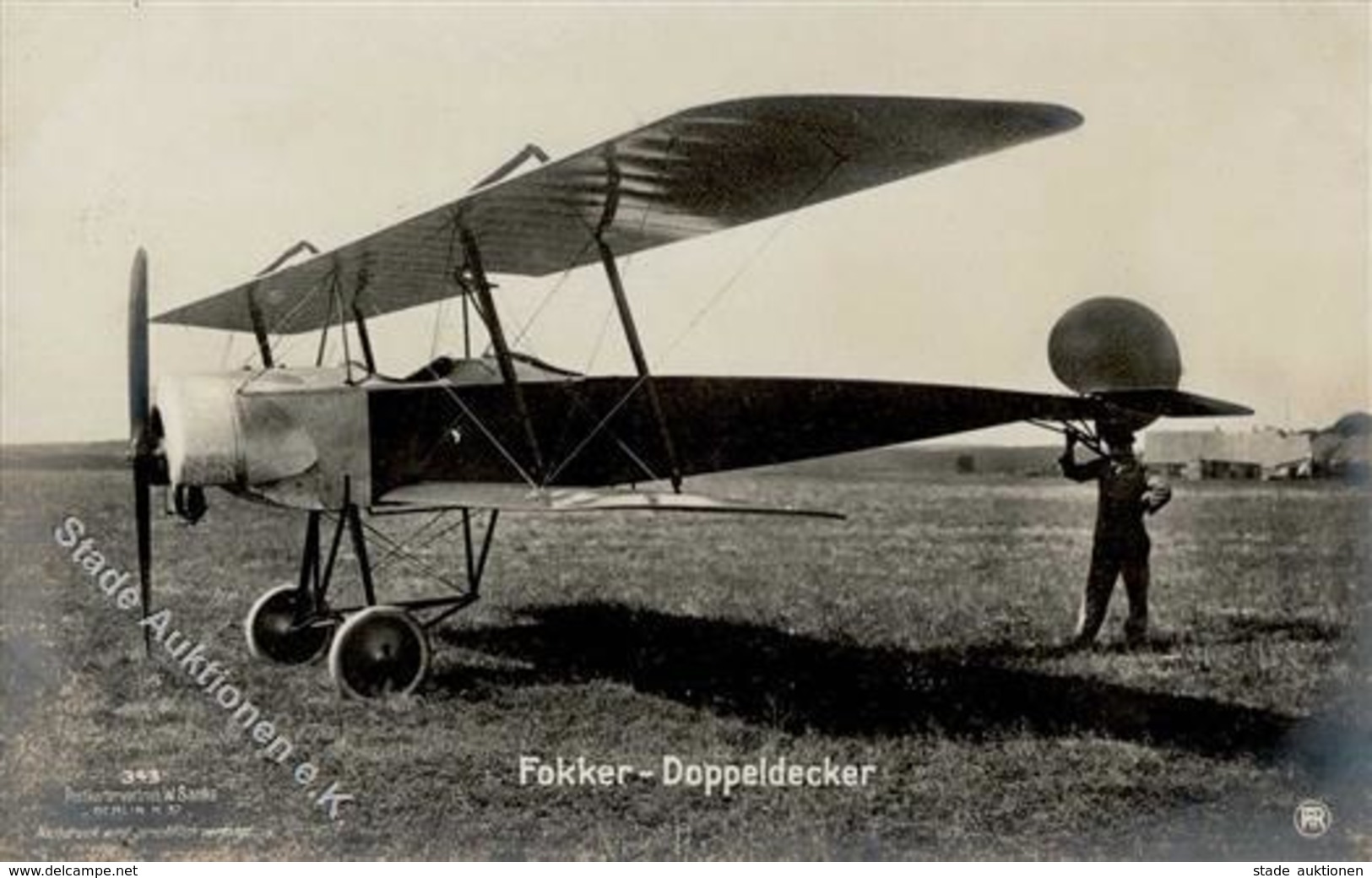 Sanke, Flugzeug Nr. 343 Fokker Doppeldecker Foto AK I-II Aviation - 1914-1918: 1ère Guerre