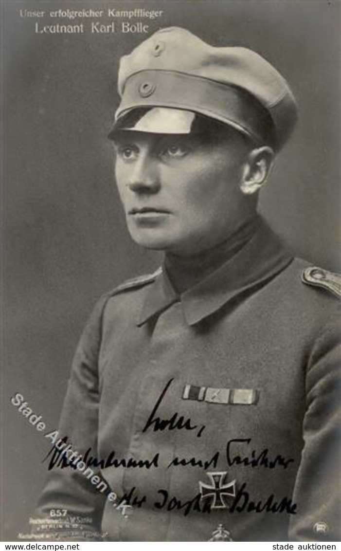 Sanke Piloten Nr. 657 Leutnant Karl Bolle Autograph Foto-Karte I- - 1914-1918: 1. Weltkrieg