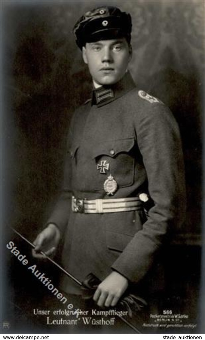Sanke, Pilot Nr. 566 Wüsthoff Leutnant Foto AK I-II - 1914-1918: 1. Weltkrieg