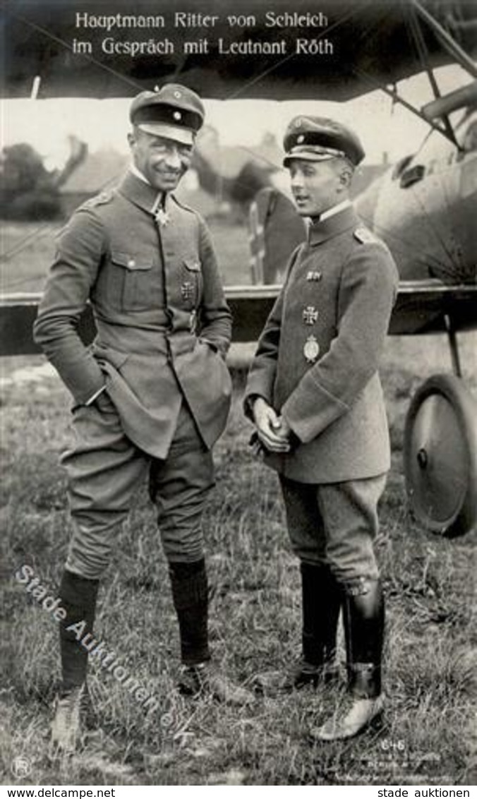 Sanke, Pilot Nr. 646 Ritter V. Schleich Hauptmann U. Röth Leutnant Foto AK I-II - 1914-1918: 1. Weltkrieg