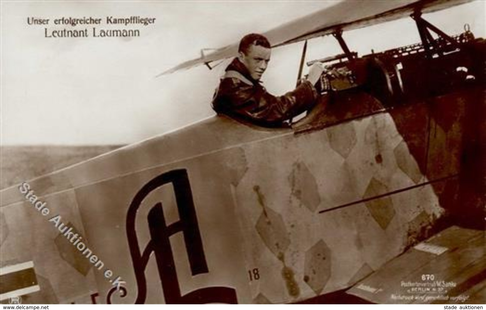 Sanke, Pilot Nr. 670 Laumann Leutnant Foto AK I-II - 1914-1918: 1st War