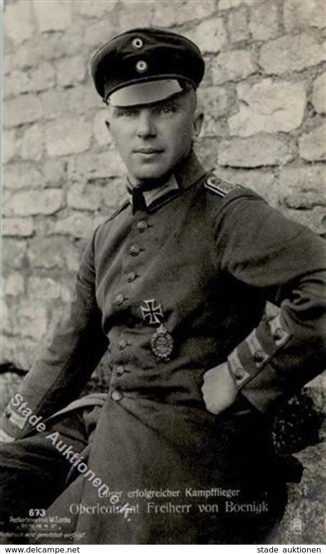 Sanke, Pilot Nr. 673 Boenigk V. Frhr. Oberleutnant Foto AK I-II - 1914-1918: 1. Weltkrieg