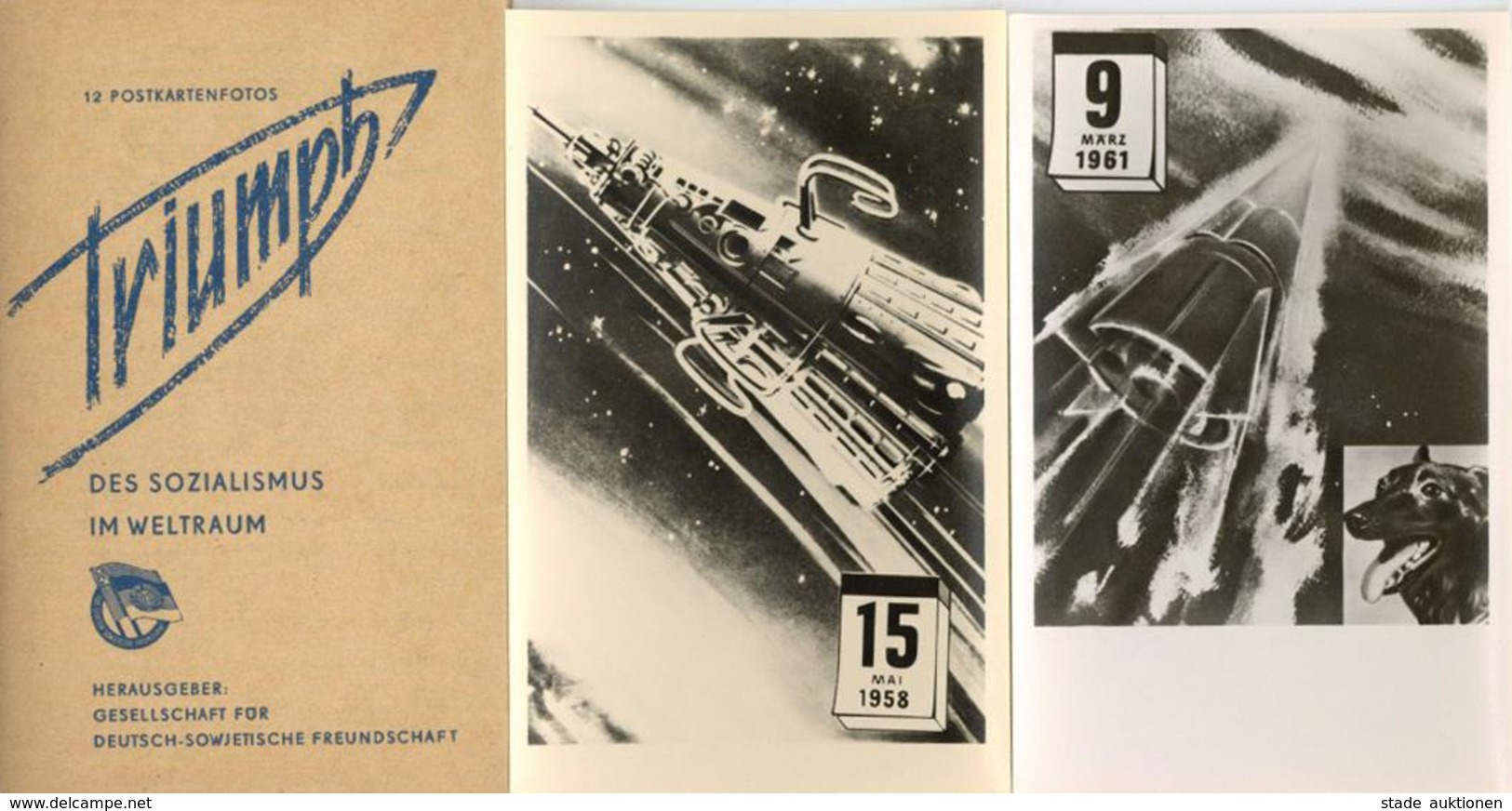 Weltraum Raumfahrt Triumph Des Sozialismus Im Weltraum 12 Foto-Karten Im Original Umschlag I- - Raumfahrt