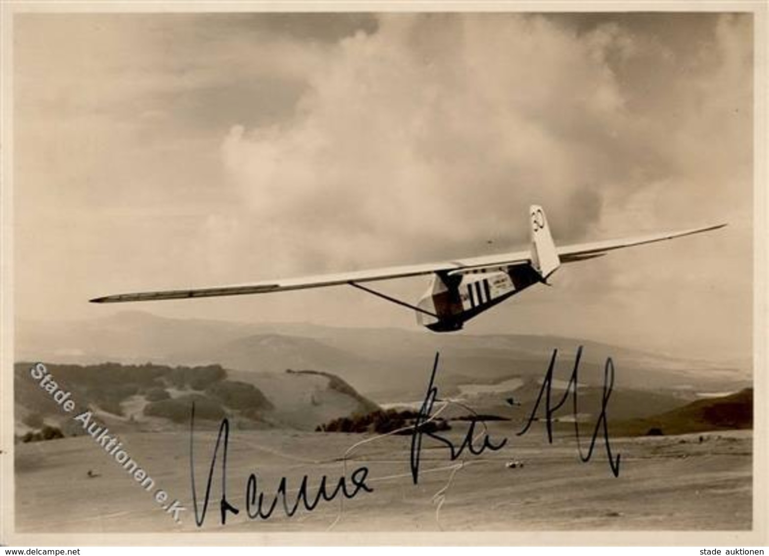 Segelflug Christian Type Grunau Baby II Unterschrift Hanna Reitsch Foto AK I-II - Flieger