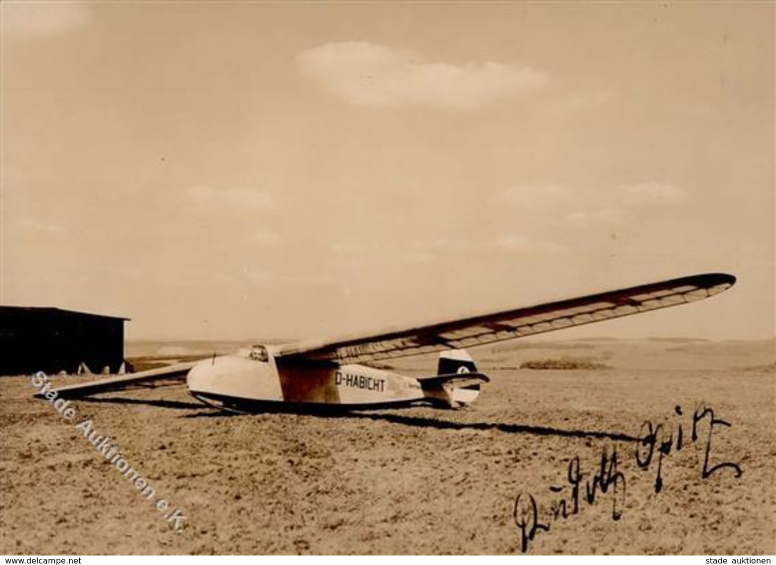 Segelflug WK II D-Habicht Unterschrift Rudolf Opitz Foto AK I-II - Flieger