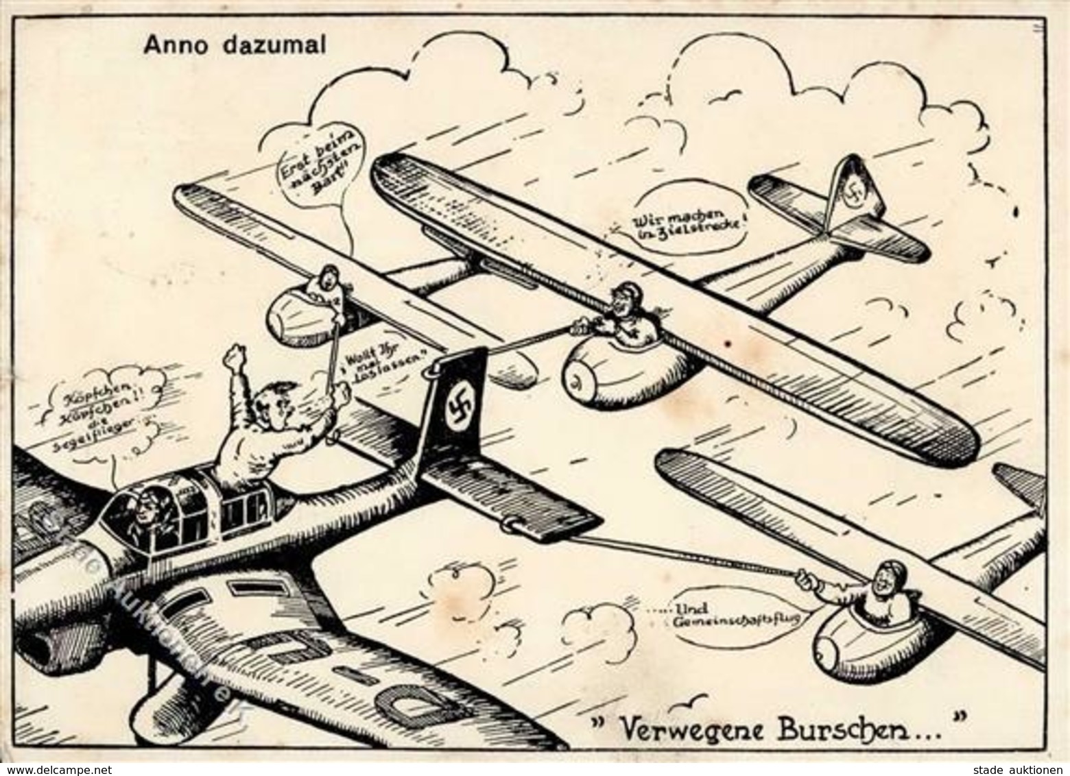 Segelflug WK II Humor Verwegene Burschen  I-II - Flieger