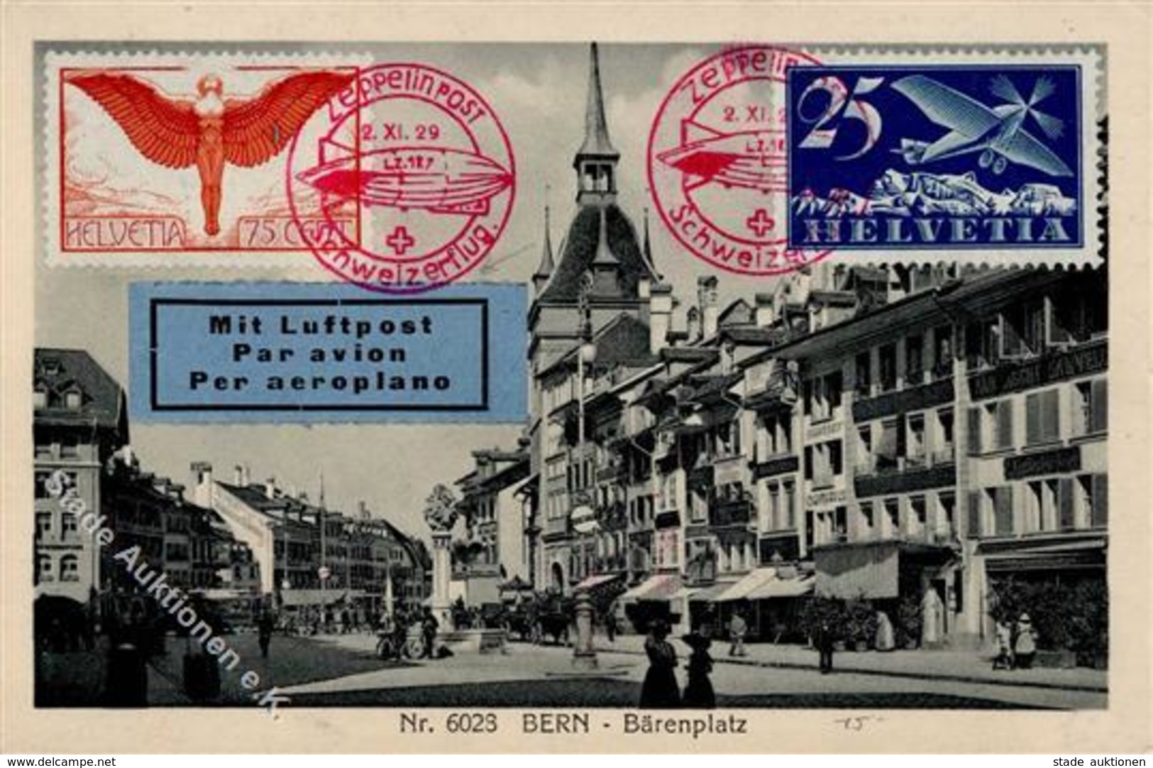 Zeppelinpost Schweiz, Si.46, 1929, Karte Schweizfahrt ZEPPELINPOST 2.XI.29", Mit 2 Marken, Ak-Stpl. "ST. GALLEN 2.XI.29" - Dirigeables