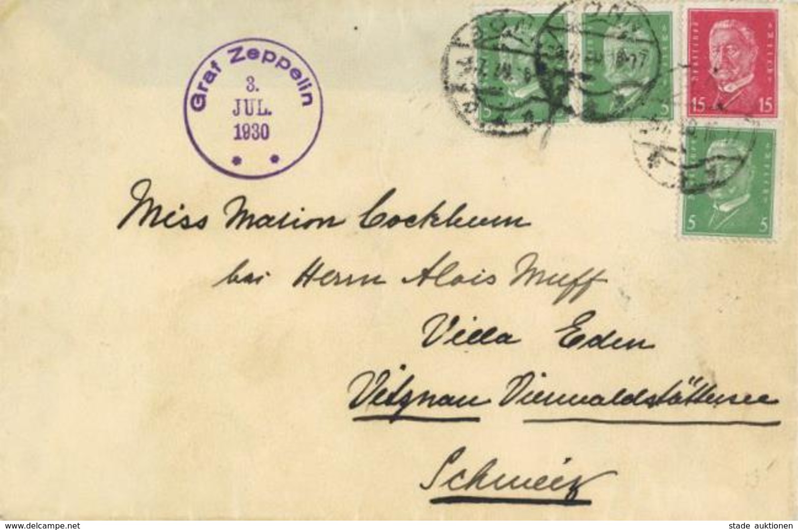 ZEPPELINPOST Sieger 71?  - Zeppelinbrief Mit Privat-o Graf Zeppelin 3.7.1930", Auflieferung "Bonn 3.7.30" I-II" Dirigeab - Zeppeline