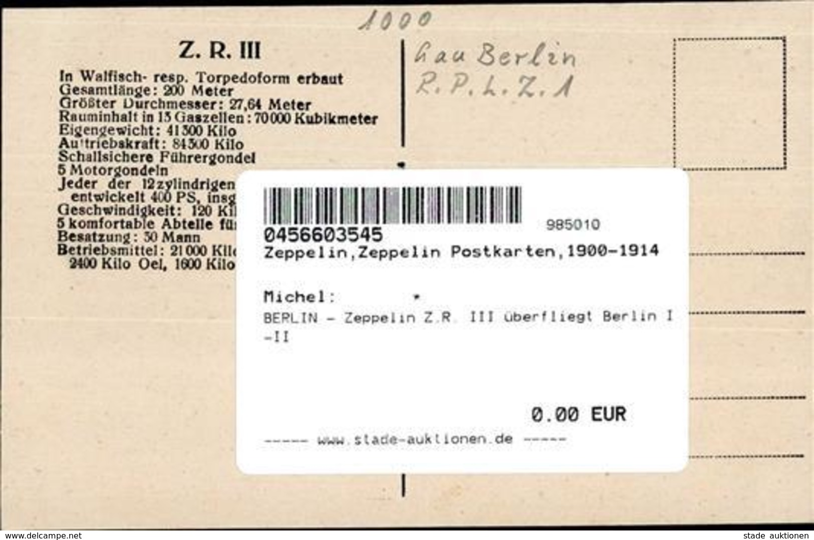 BERLIN - Zeppelin Z.R. III überfliegt Berlin I-II Dirigeable - Airships