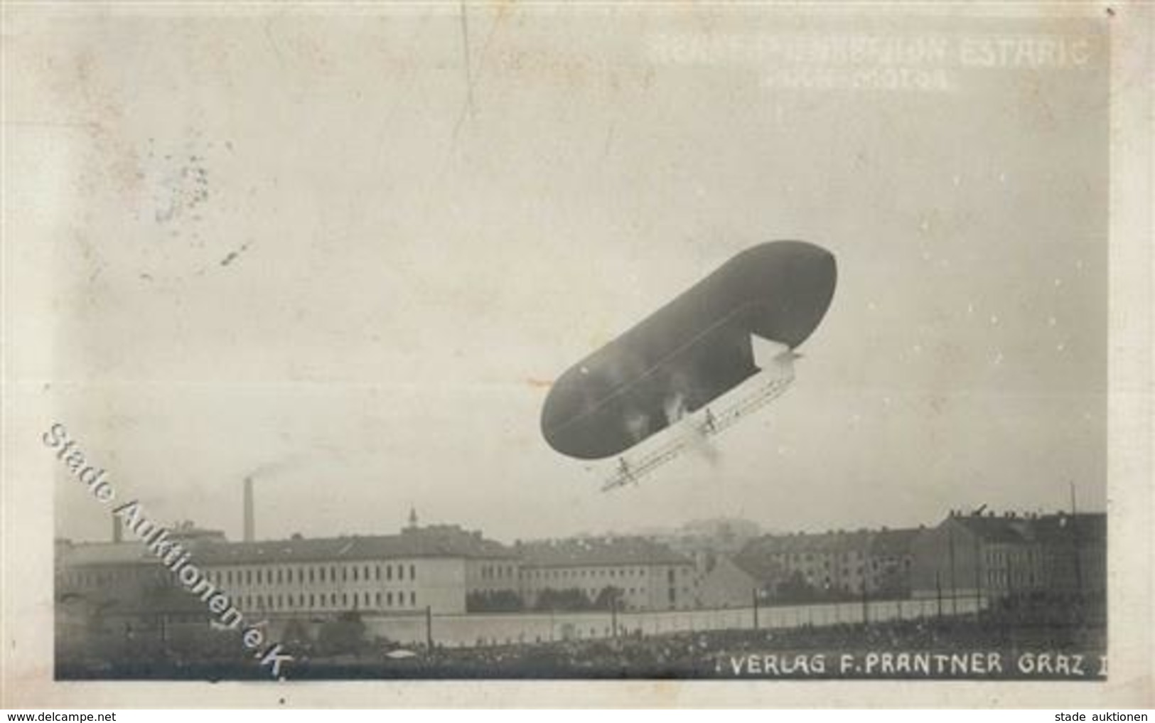 ZEPPELIN-LENKBALLON ESTARIC über GRAZ 1909 - Foto-Ak I-II - Airships