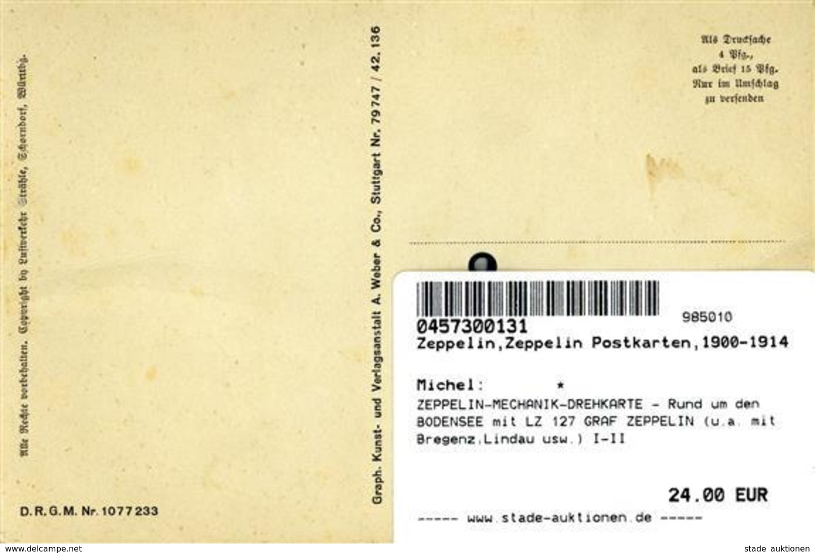 ZEPPELIN-MECHANIK-DREHKARTE - Rund Um Den BODENSEE Mit LZ 127 GRAF ZEPPELIN (u.a. Mit Bregenz,Lindau Usw.) I-II - Dirigeables