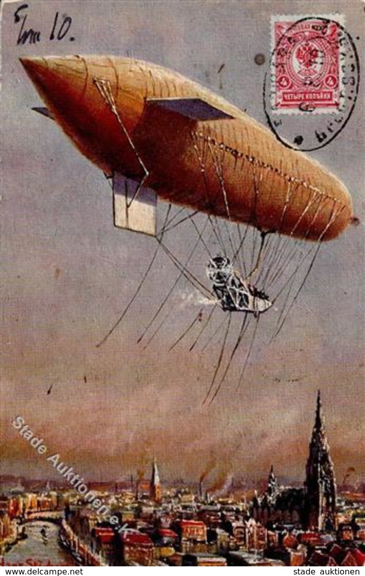 Parseval Sign. Störhase, Hans Verlag TSN 994 Künstlerkarte 1910 I-II (fleckig) - Airships