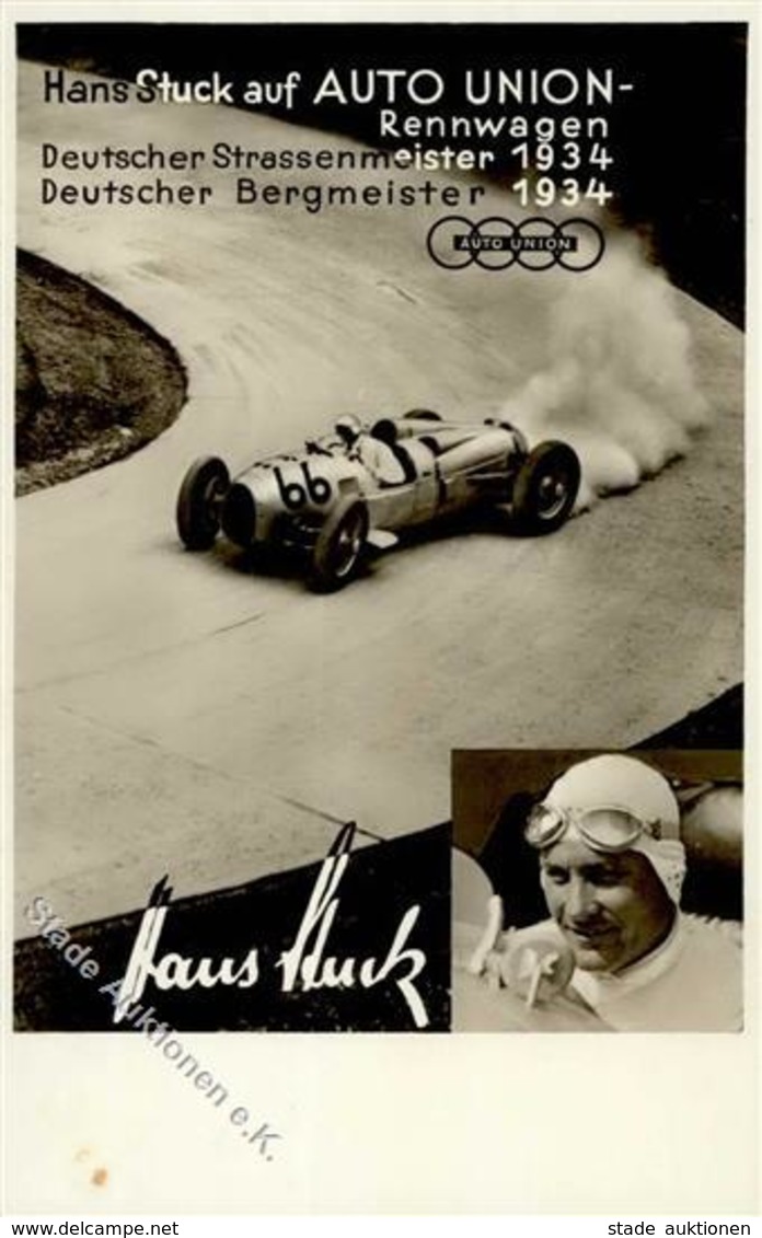 AUTO-UNION - Hans STUCK Auf AUTO-UNION 1934 I-II - Turismo