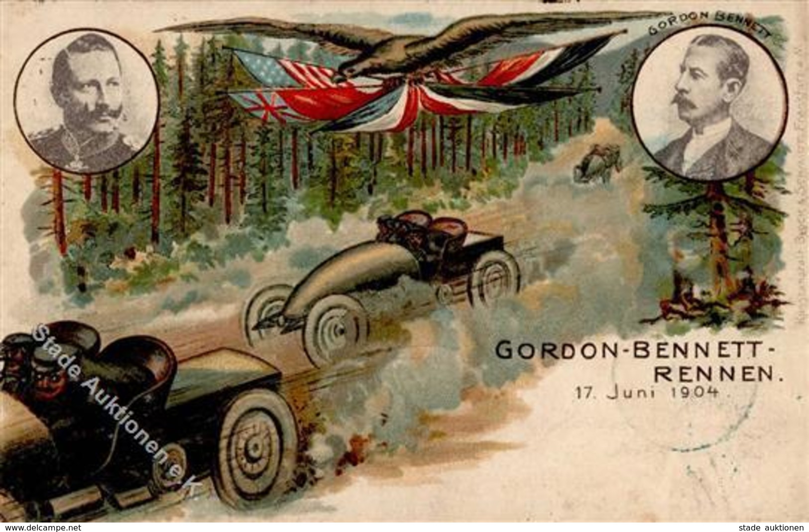 Gordon-Bennett-Rennen Bennet, Gordon Kaiser Wilhelm II.  Künstlerkarte 1904 I-II (Ecken Abgestossen) - Other & Unclassified
