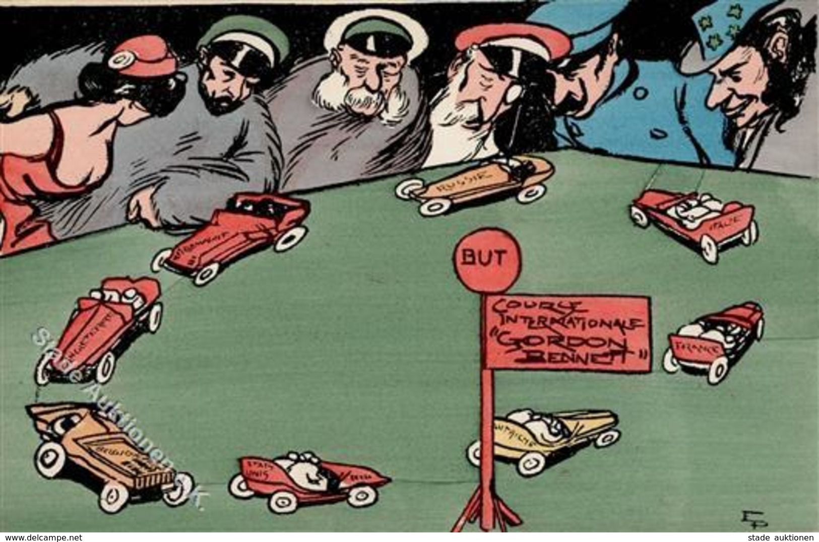 Gordon-Bennett-Rennen Karikatur Propaganda  Künstlerkarte I-II - Other & Unclassified