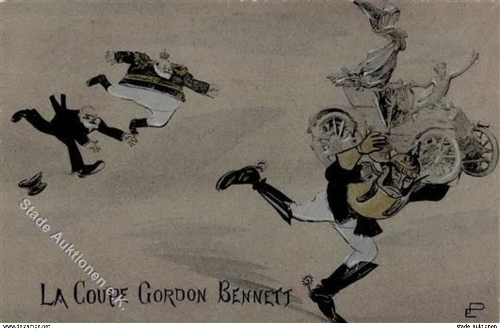 Gordon-Bennett-Rennen Karikatur Propaganda  Künstlerkarte I-II - Autres & Non Classés