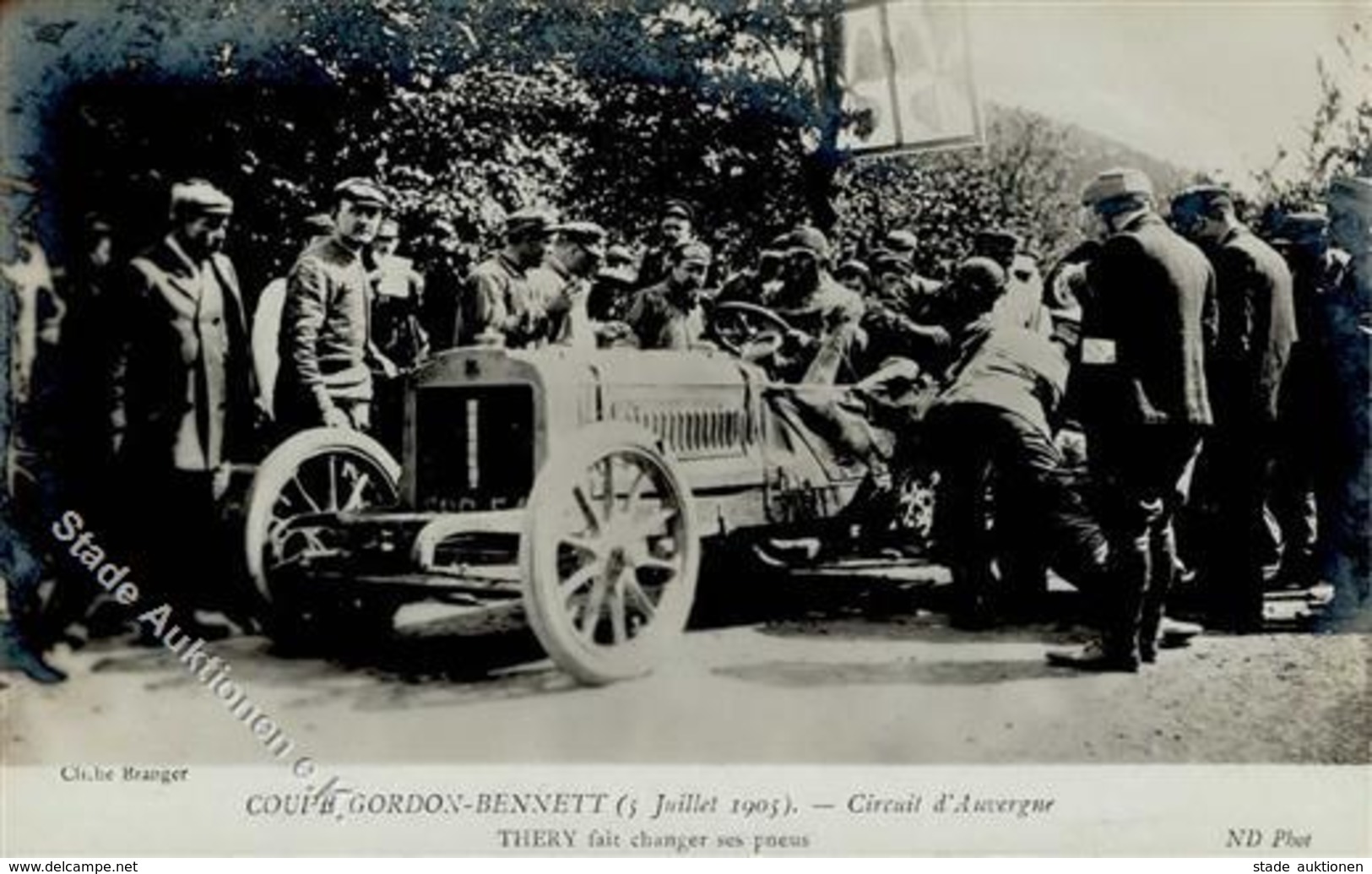Gordon-Bennett-Rennen Rennfahrer Thery Reifenwechsel 1905 Foto AK I-II - Andere & Zonder Classificatie