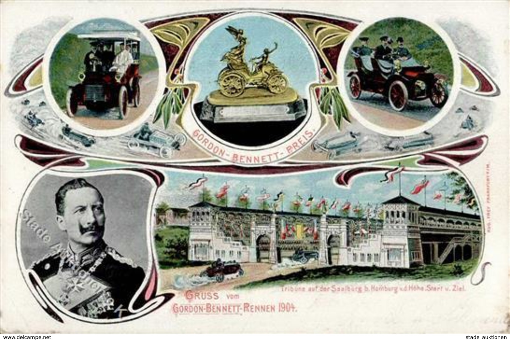 Gordon-Bennett-Rennen Saalburg (6380) Kaiser Wilhelm II.  Saalburg  1904 I-II (Ecken Abgestossen, Eckbug) - Other & Unclassified