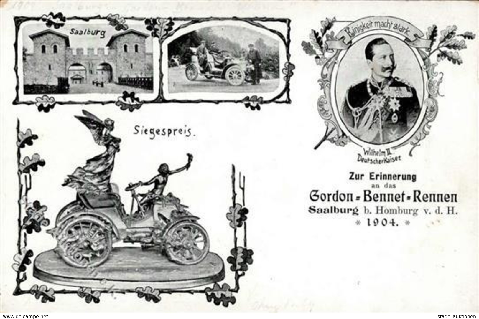 Gordon-Bennett-Rennen Saalburg (6380) Kaiser Wilhelm II. Siegespreis 1904 I-II (Ecken Abgestossen) - Autres & Non Classés