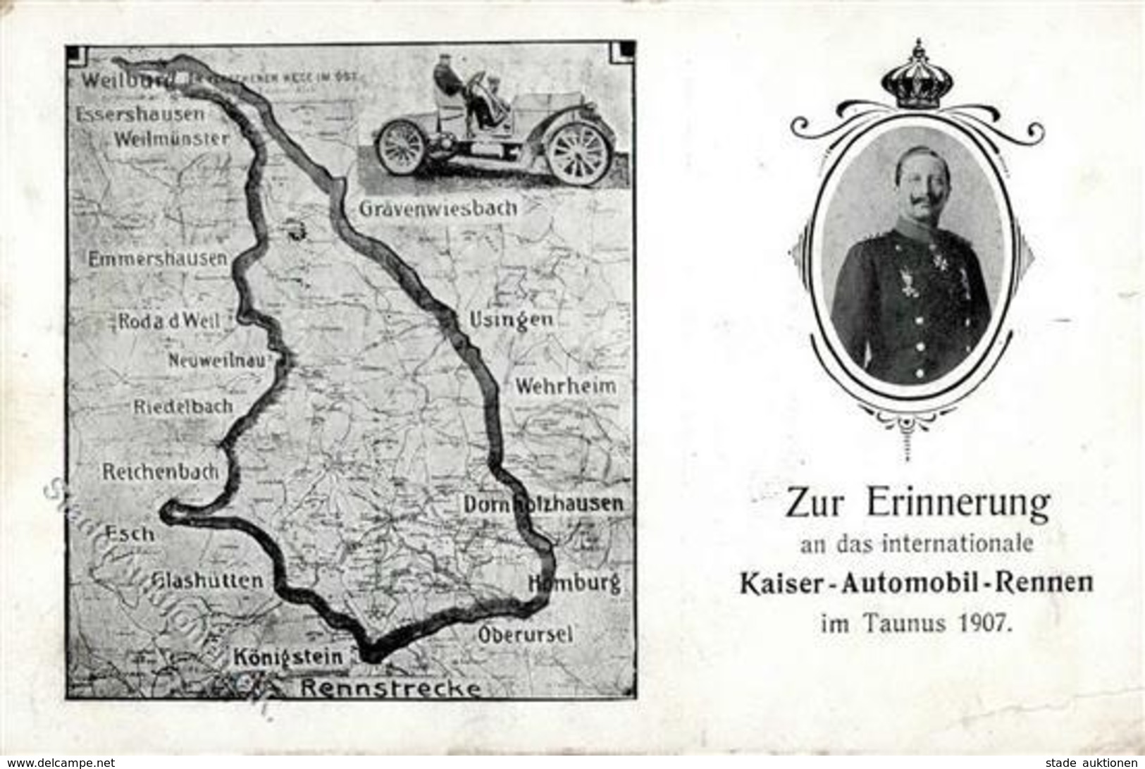 Auto Königstein (6240) Kaiser-Automobil-Rennen  1907 II (Ecken Abgestossen, Eckbug, Fleckig) - Altri & Non Classificati