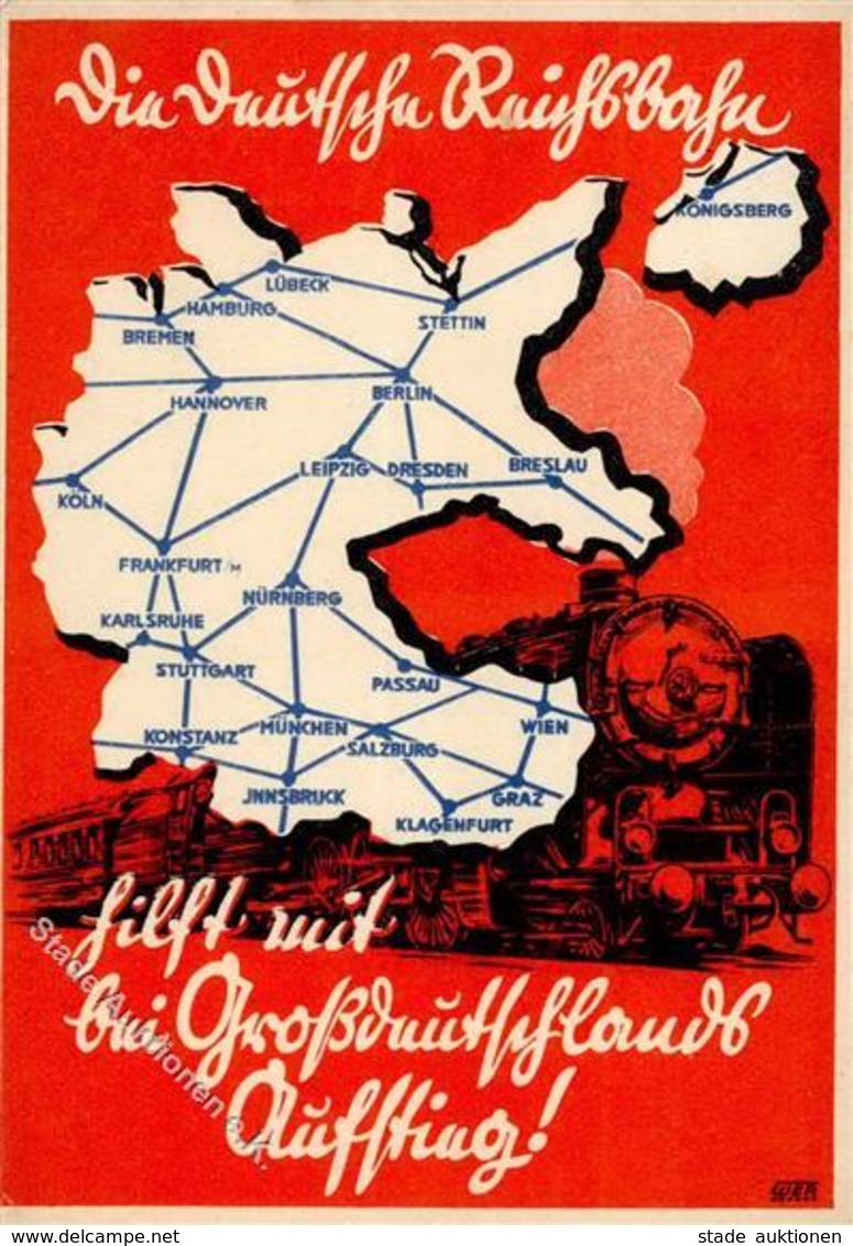 DEUTSCHE REICHSBAHN - Prop-Ak Großdeutschlands Aufstieg, Marke Entfernt 1944 I-II - Trains