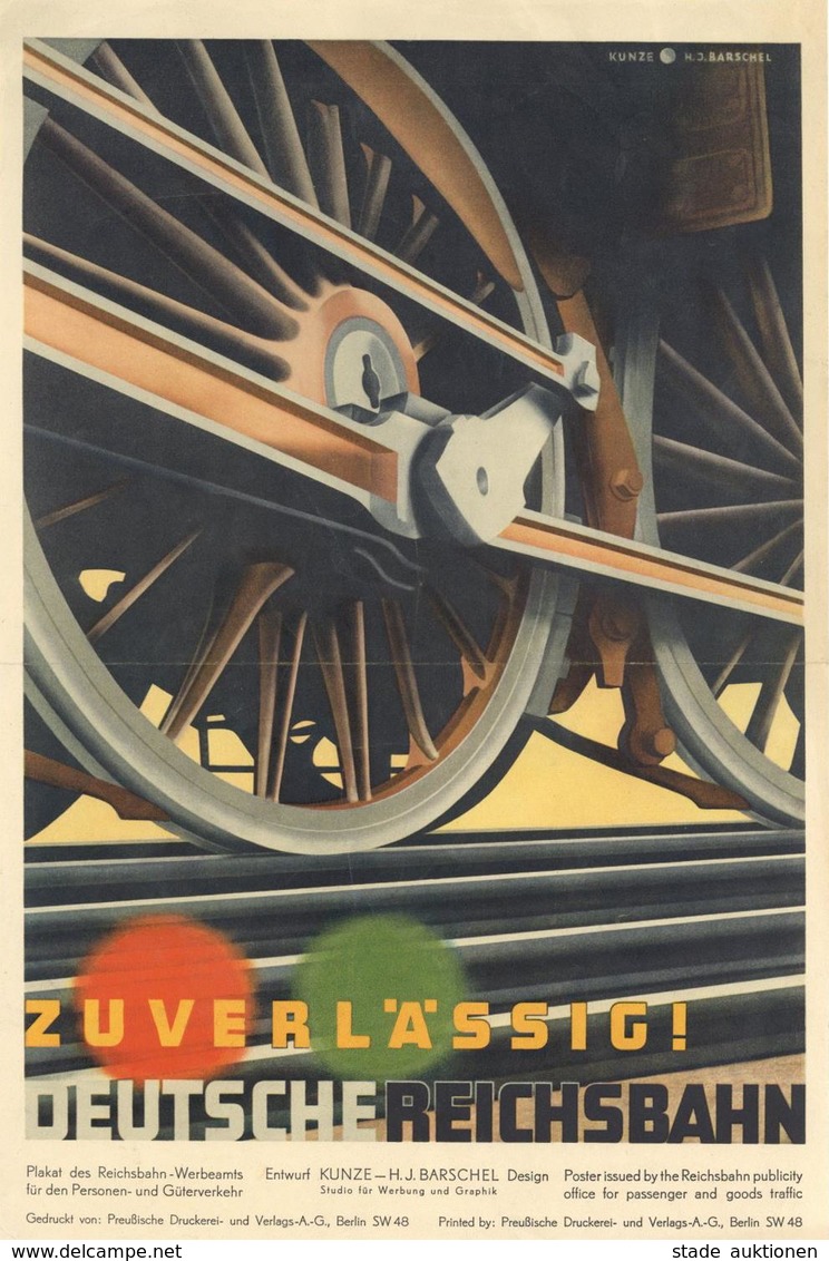 Eisenbahn Plakat Des Reichsbahn Werbeamts Für Personen Und Güterverkehr Entwurf Kunze - H. J. Barschel 38 X 25 Cm I-II ( - Trains