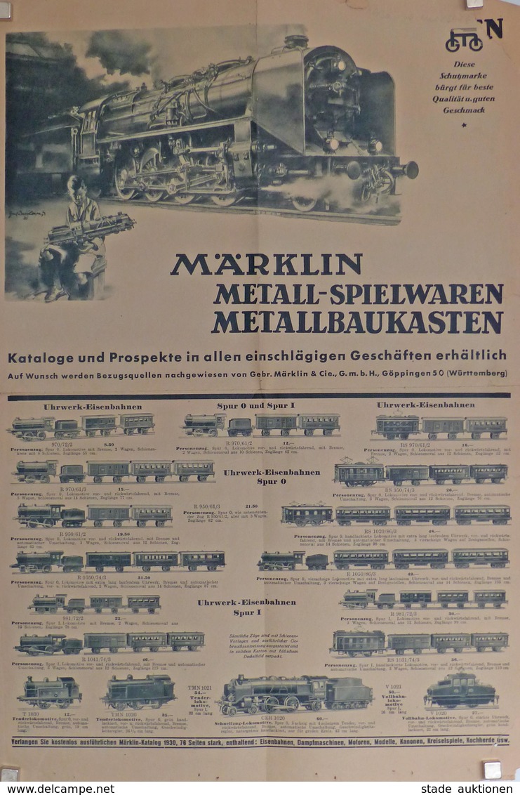 Eisenbahn Werbung Märklin Metall Spielwaren Metallbaukasten 1930 II (Einrisse) Chemin De Fer Publicite - Trains