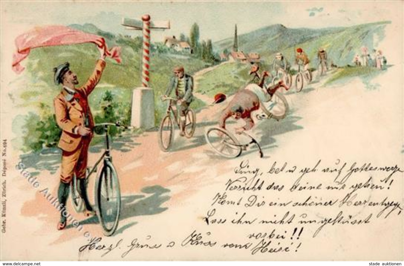 Fahrrad Litho 1899 I-II Cycles - Trains