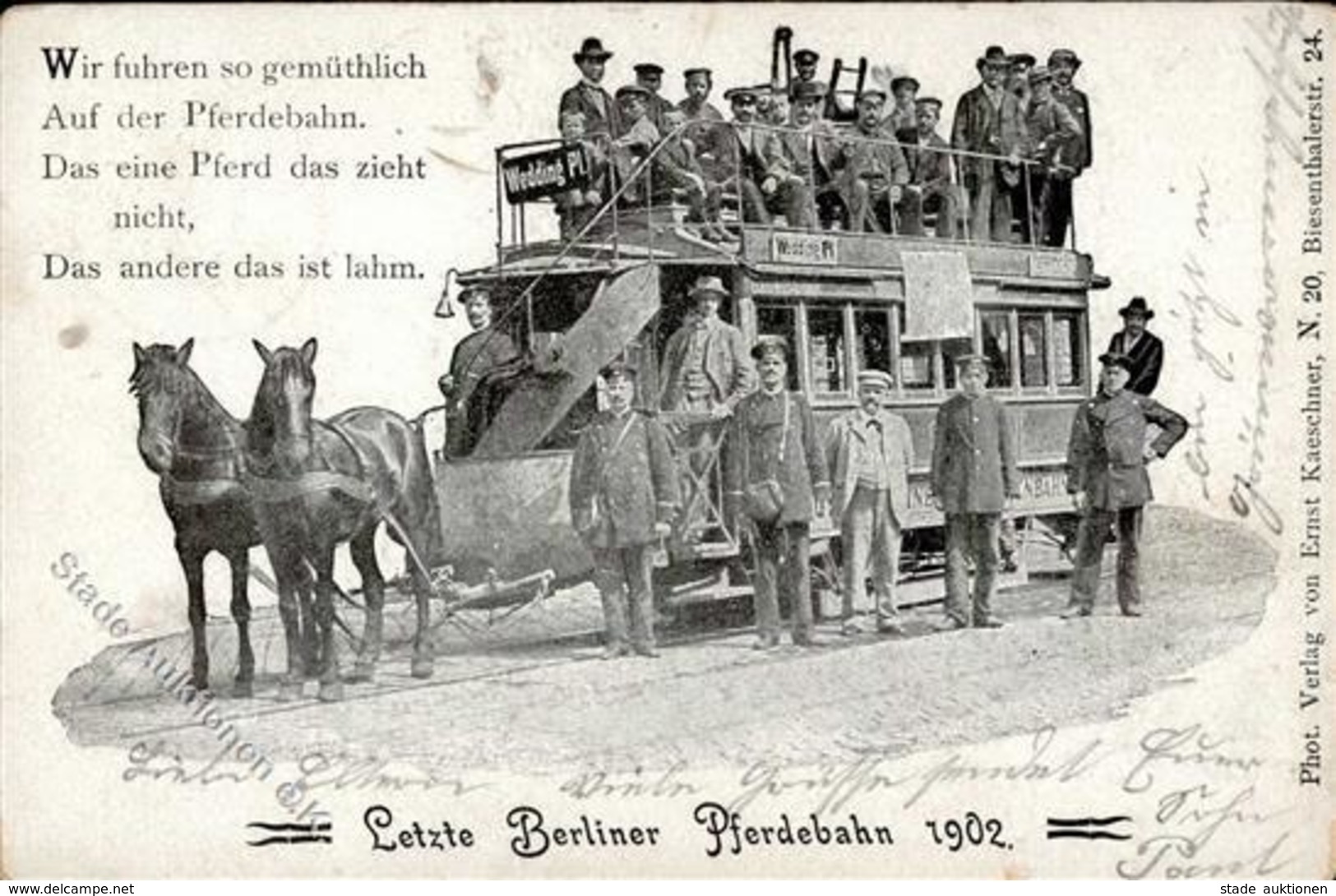 Verkehr Berlin (1000) Pferdestraßenbahn  1905 I-II (Ecke Abgestoßen) - Altri & Non Classificati