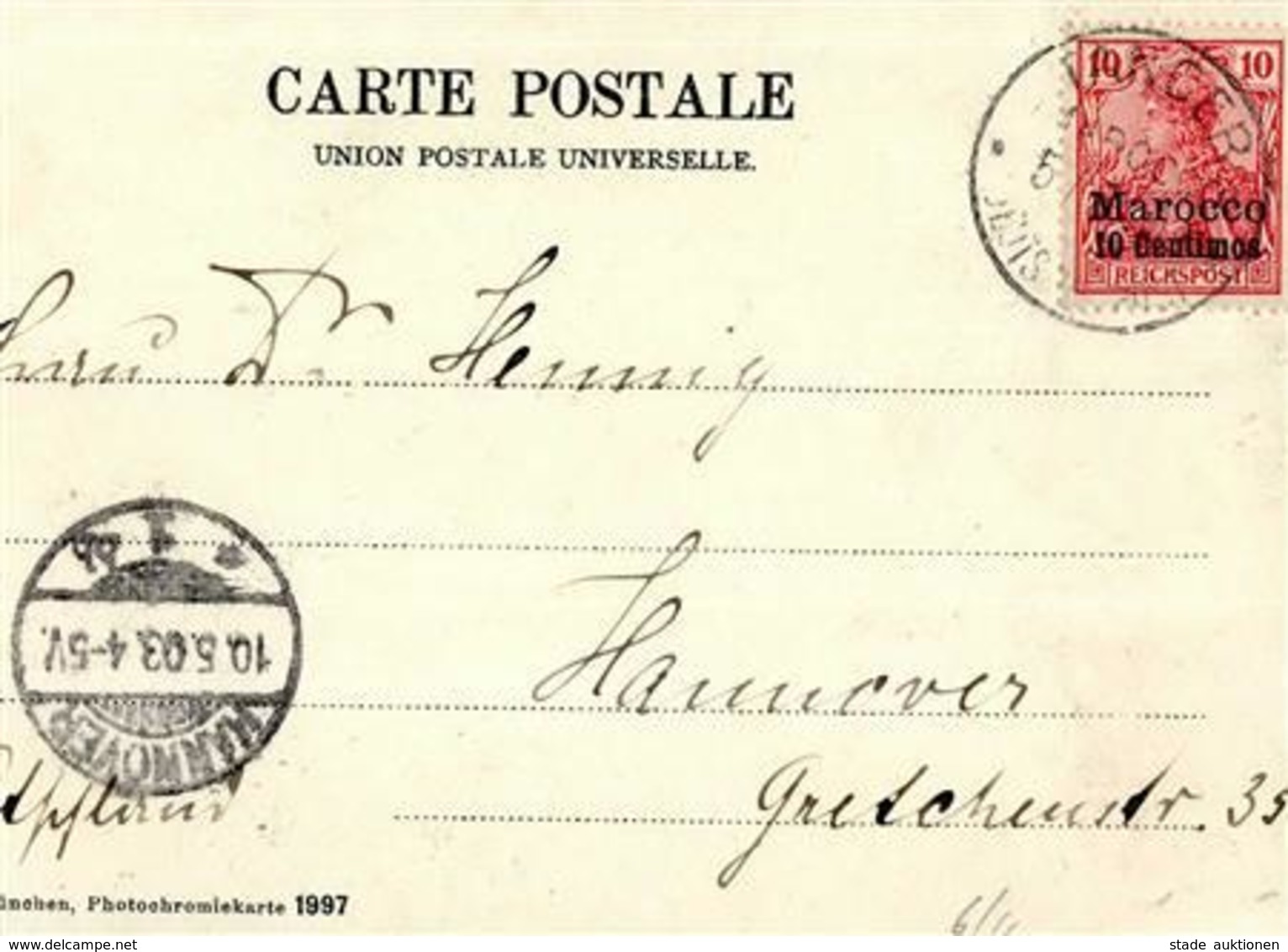 Deutsche Post Marokko Tanger Markt Stpl. Tanger 5.5.03 I-II - History